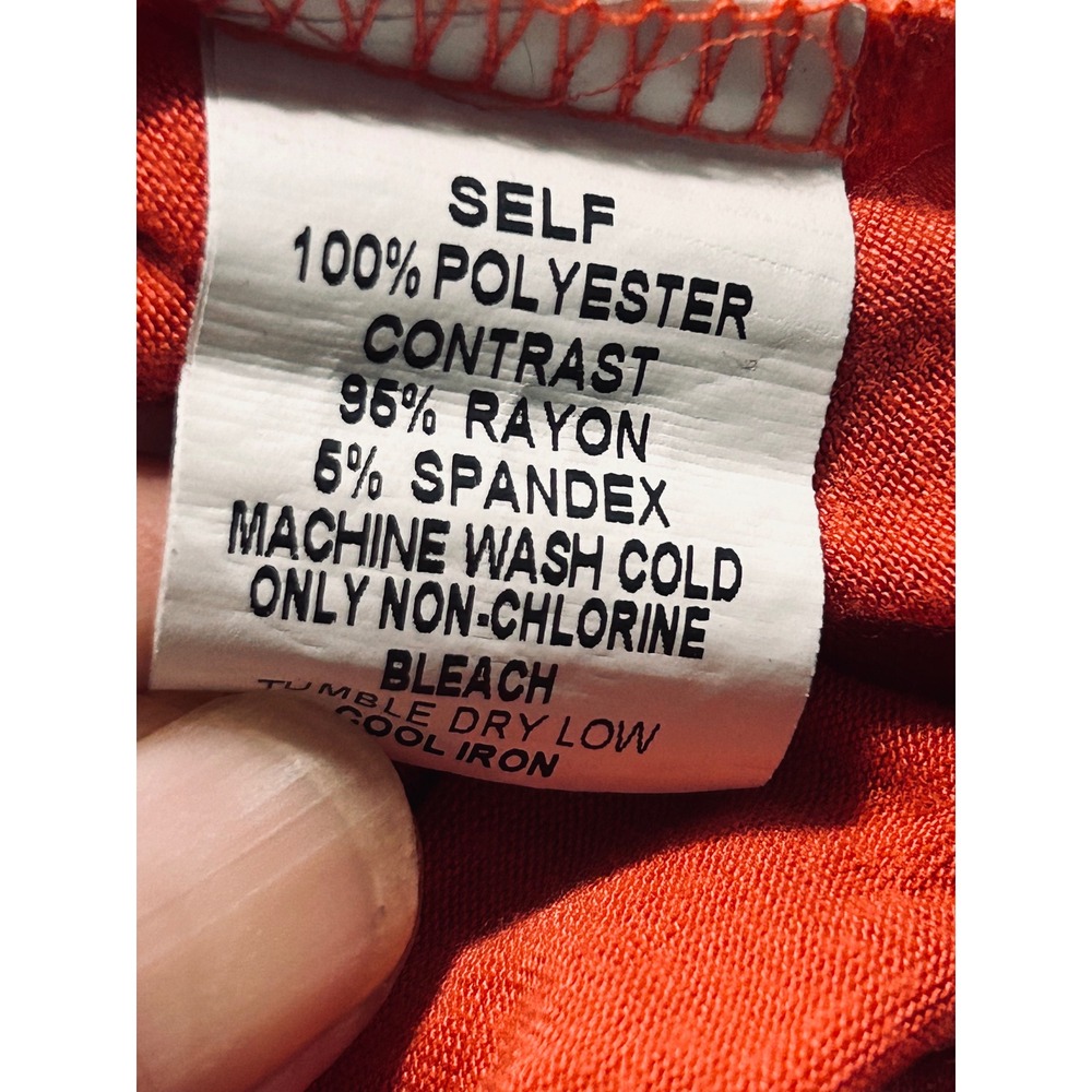 Papermoon Orange Ikat Diamond Print V-Neck Mixed Media Blouse‎ Top Large - Picture 8 of 8